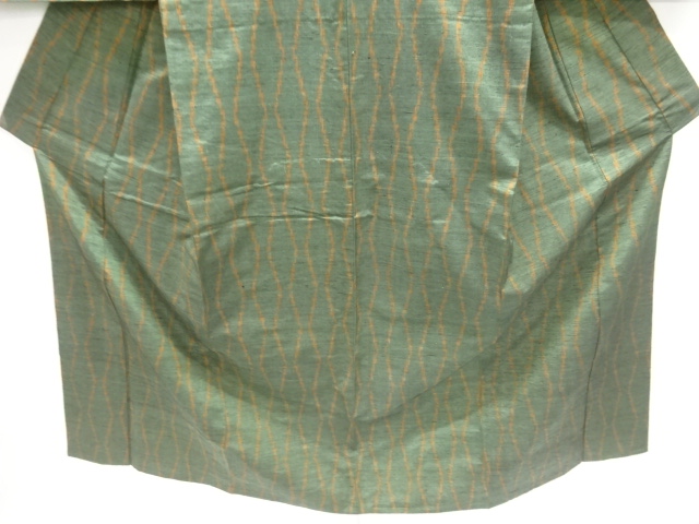  アンティーク　立涌模様織り出し手織り紬単衣着物